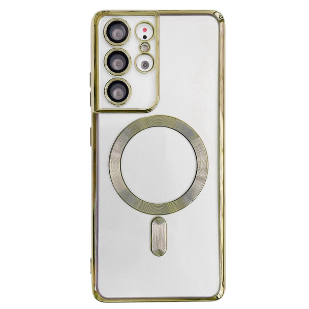 Samsung Galaxy S21 Ultra 5G Electroplated Frame MagSafe Magnetic Phone Case(Gold)