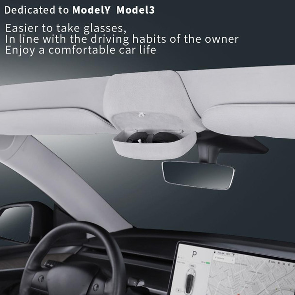 Car Suede Wrap Version Sunglasses Storage Box for Tesla Model 3