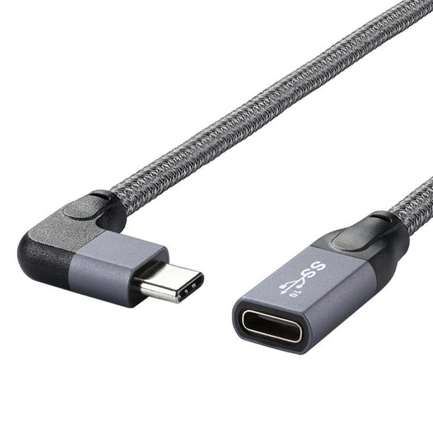 100W USB-C / Type-C Elbow Male to USB-C / Type-C Female Full-function Data Extension Cable, Cable Length:0.5m
