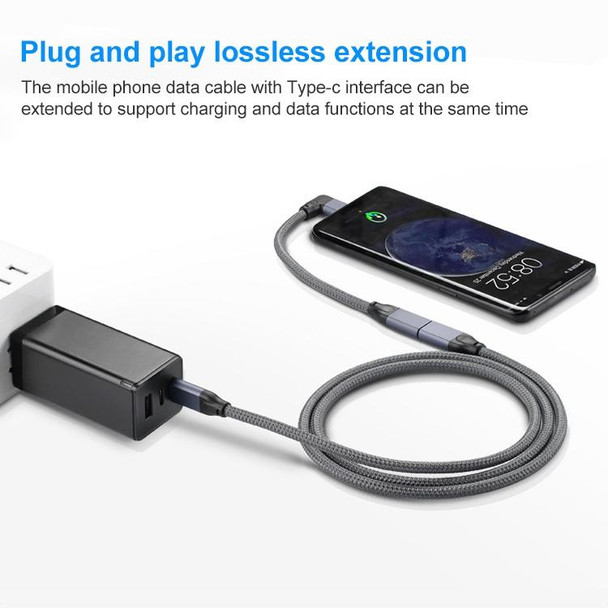 100W USB-C / Type-C Elbow Male to USB-C / Type-C Female Full-function Data Extension Cable, Cable Length:0.5m