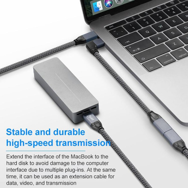 100W USB-C / Type-C Elbow Male to USB-C / Type-C Female Full-function Data Extension Cable, Cable Length:0.5m