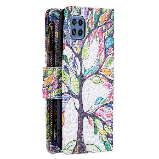 Samsung Galaxy M32 Colored Drawing Pattern Zipper Horizontal Flip Leather Case with Holder & Card Slots & Wallet(Tree)