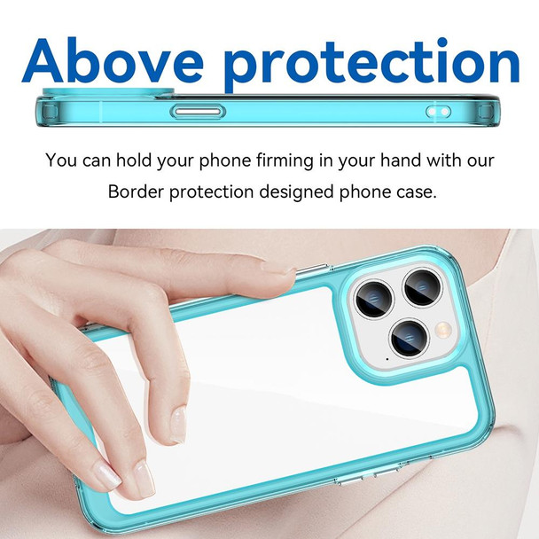 Colorful Series Acrylic + TPU Phone Case - iPhone 14 (Transparent Blue)