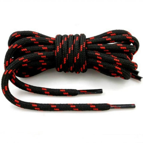 2 Pairs Round High Density Weaving Shoe Laces Outdoor Hiking Slip Rope Sneakers Boot Shoelace, Length:140cm(Black-Red)