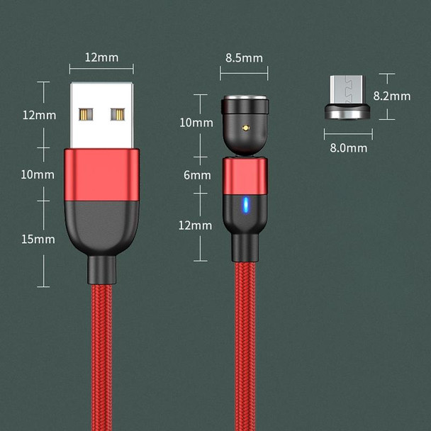 2m 3A Output USB to Micro USB 540 Degree Rotating Magnetic Data Sync Charging Cable (Red)
