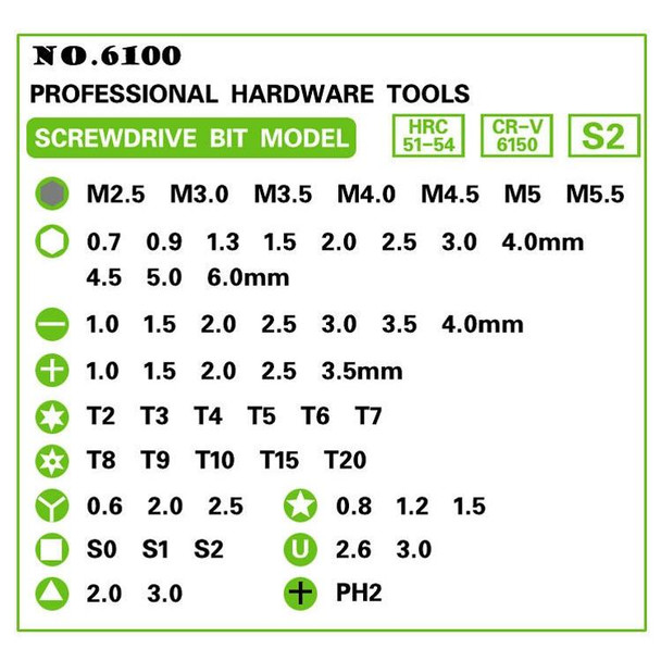 60 in 1 S2 Tool Steel Precision Screwdriver Nutdriver Bit Repair Tools Kit(Green)
