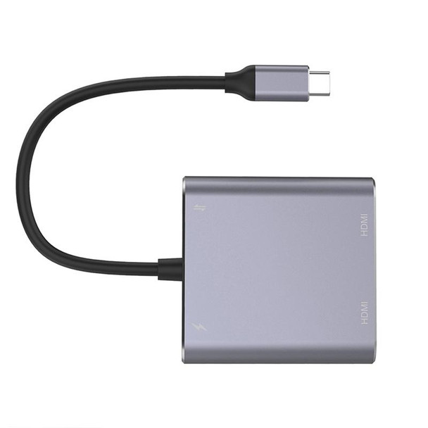 4 in 1 Type-C to Dual HDMI + USB + Type-C HUB Adapter