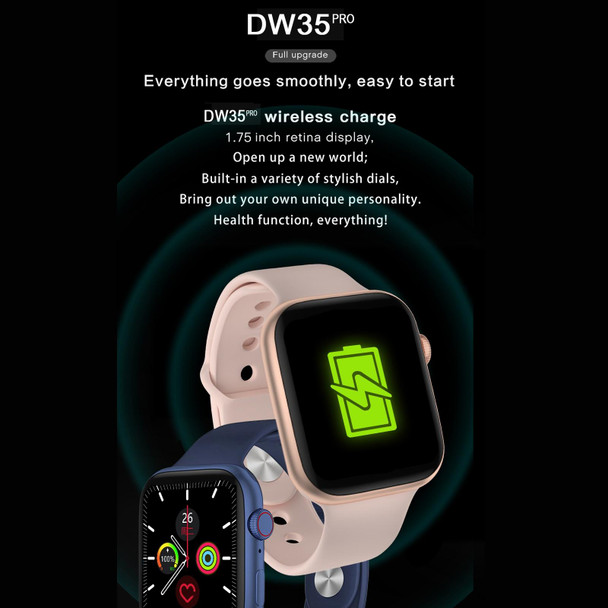 DW35PRO 1.75 inch Color Screen IPX7 Waterproof Smart Watch, Support Bluetooth Answer & Reject / Sleep Monitoring / Heart Rate Monitoring, Style: Steel Strap(Rose Gold)
