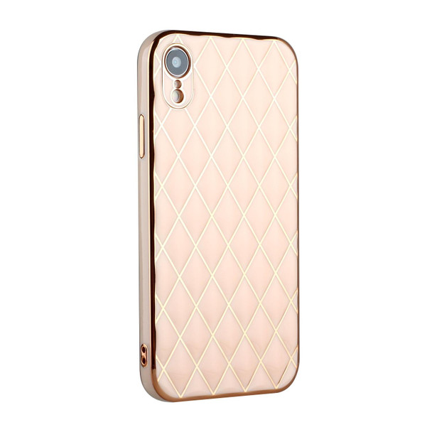 Electroplated Rhombic Pattern Sheepskin TPU Protective Case - iPhone XR(Pink)