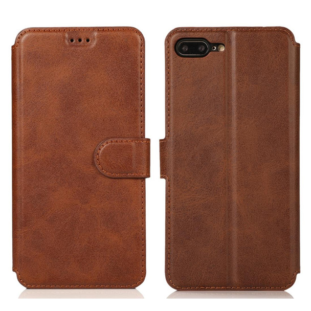 iPhone 7 Plus / 8 Plus Calf Texture Magnetic Buckle Horizontal Flip Leather Case with Holder & Card Slots & Wallet & Photo Frame(Brown)