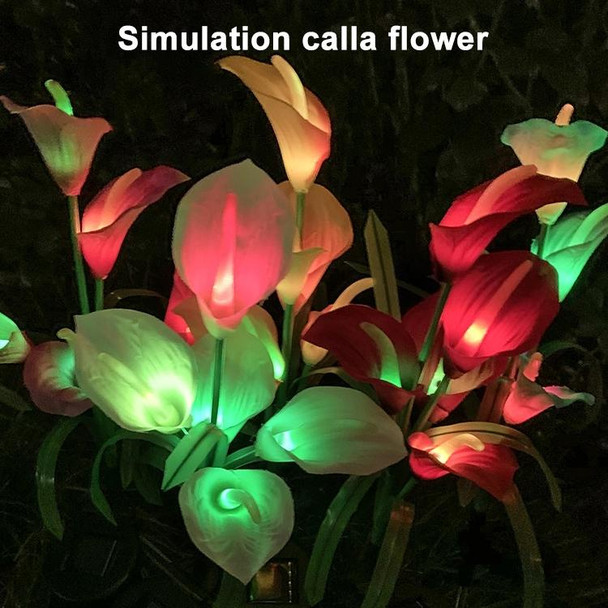 3PCS Simulated Calla Lily Flower 5 Heads Solar Powered Outdoor IP65 Waterproof LED Decorative Lawn Lamp, Colorful Light(Blue)