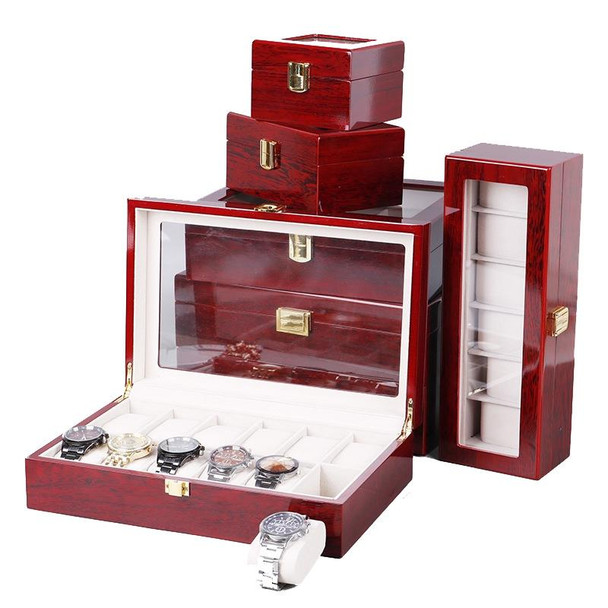 Wooden Baking Paint Watch Box Jewelry Storage Display Box(12-bit Full Carbon Paint)
