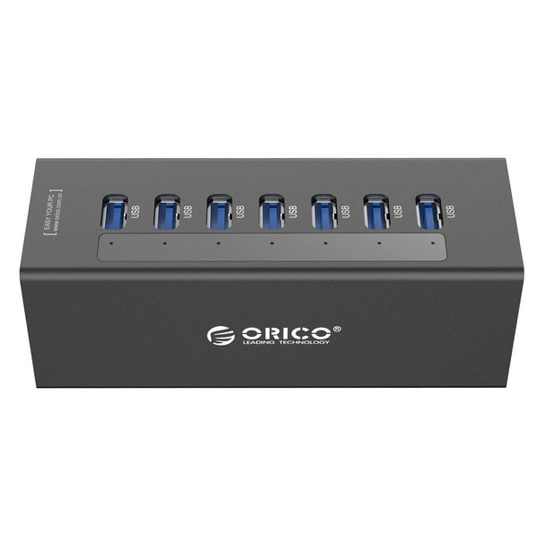 ORICO A3H7 Aluminum High Speed 7 Ports USB 3.0 HUB with 12V/2.5A Power Supply for Laptops(Black)