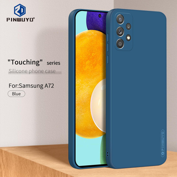 Samsung Galaxy A72 4G/5G PINWUYO Touching Series Liquid Silicone TPU Shockproof Case(Blue)