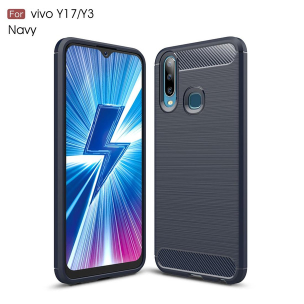 Brushed Texture Carbon Fiber TPU Case for Vivo Y17 / Y3(Navy Blue)