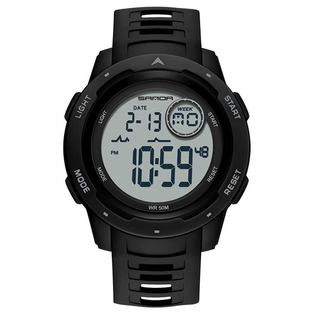 SANDA 2125 Luminous Waterproof Dual Display Electronic Watch(Black White)