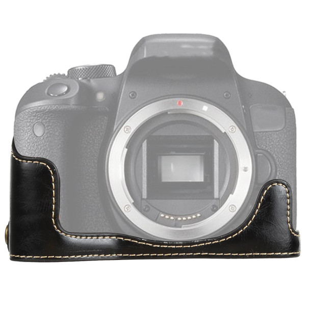 1/4 inch Thread PU Leatherette Camera Half Case Base for Canon EOS 77D / 800D(Black)