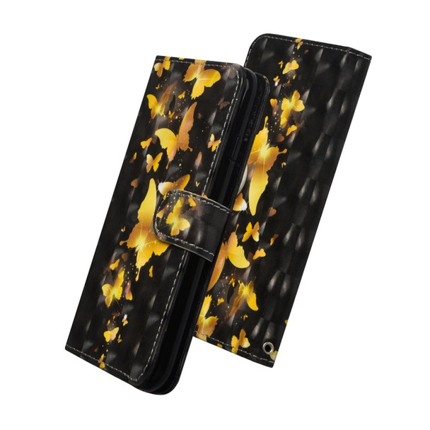 3D Painting Pattern Horizontal Flip TPU + PU Leatherette Case with Holder & Card Slots & Wallet - iPhone SE 2022 / SE 2020 / 8 / 7(Golden Butterfly)