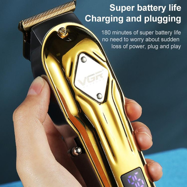 VGR V-261 8W USB Metal Professional Hair Clipper with LED Digital Display (Gold)