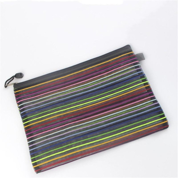 12 PCS Multicolor Plastic A5 Document Zip Up Mesh File Storage Bag, Size: 22x18cm