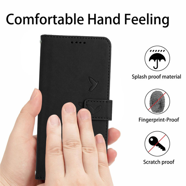 Tecno Camon 18 Premier Skin Feel Heart Pattern Leather Phone Case With Lanyard(Black)
