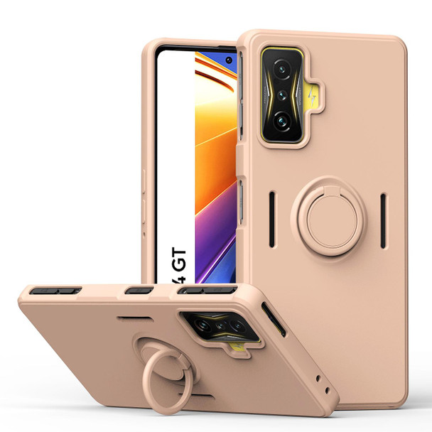 Xiaomi Poco F4 GT Ring Kickstand Silicone Phone Case(Pink)