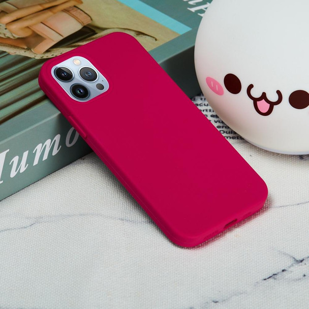 Solid Color Silicone Phone Case - iPhone 14 Pro Max(Rose Red)