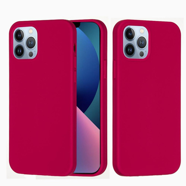 Solid Color Silicone Phone Case - iPhone 14 Pro Max(Rose Red)