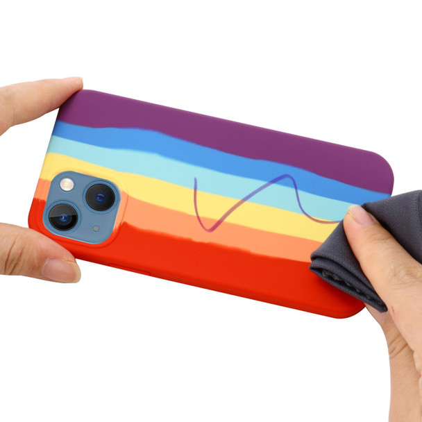 Rainbow Liquid Silicone Phone Case - iPhone 14(Red)