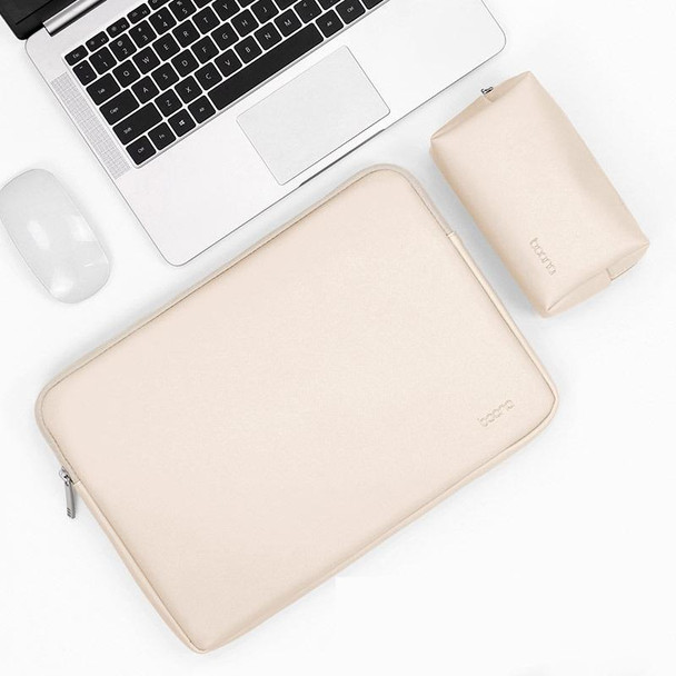 Baona BN-Q001 PU Leatherette Laptop Bag, Colour: Apricot + Power Bag, Size: 16/17 inch