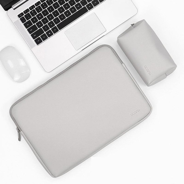 Baona BN-Q001 PU Leatherette Laptop Bag, Colour: Gray + Power Bag, Size: 13/13.3/14 inch