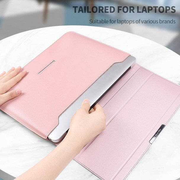 4 in 1 Universal Laptop Holder PU Waterproof Protection Wrist Laptop Bag, Size: 17 inch(Rose Gold)