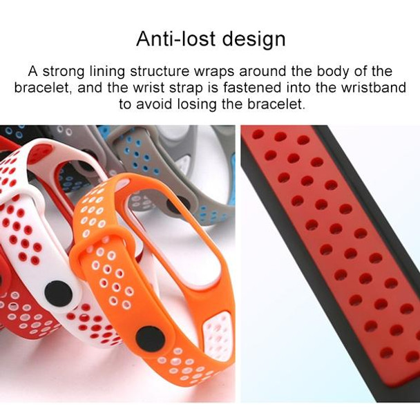 Colorful Silicone Wrist Strap Watch Band for Xiaomi Mi Band 3 & 4(Black Red)