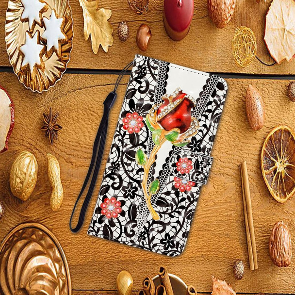 Galaxy A41 3D Colored Drawing Horizontal Flip Leather Case with Holder & Card Slot & Wallet(Screw Rose Flower)