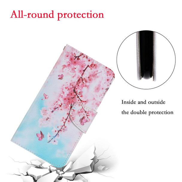 Samsung Galaxy S10 Plus Coloured Drawing Pattern Horizontal Flip PU Leather Case with Holder & Card Slots & Wallet & Lanyard(Cherry Blossoms)