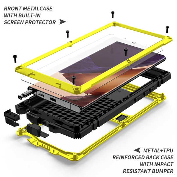 Samsung Galaxy Note 20 Ultra R-JUST Shockproof Waterproof Dust-proof Metal + Silicone Protective Case with Holder(Yellow)