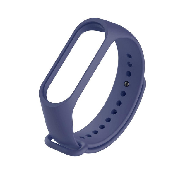 2 in 1 Silicone Watch Band with TPU Screen Film for Xiaomi Mi Band 4(Dark Blue)