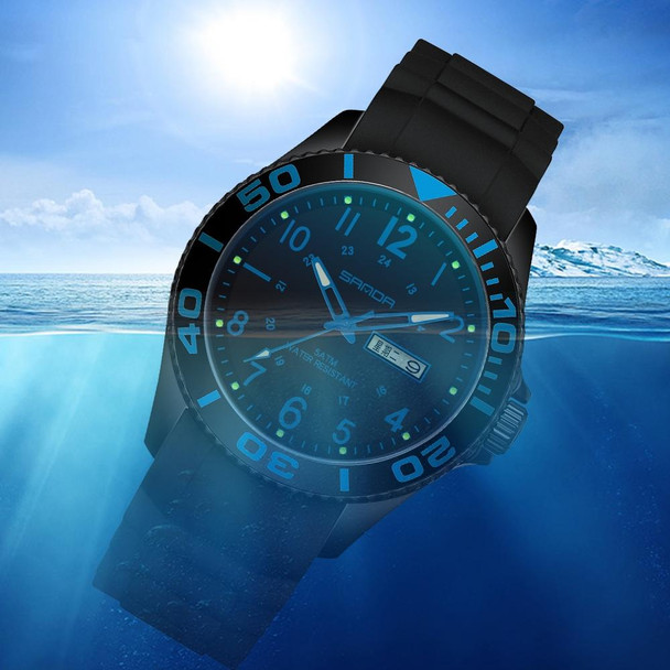 SANDA 1053 Womens TPU Strap Dual Display Waterproof Electronic Watch(Haze Blue)