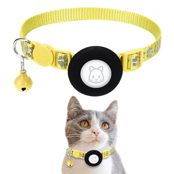Pet Cat Reflective Collar with Bell for Airtag Tracker(Yellow)