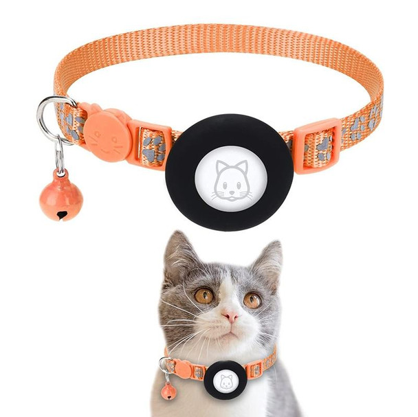 Pet Cat Reflective Collar with Bell for Airtag Tracker(Orange)