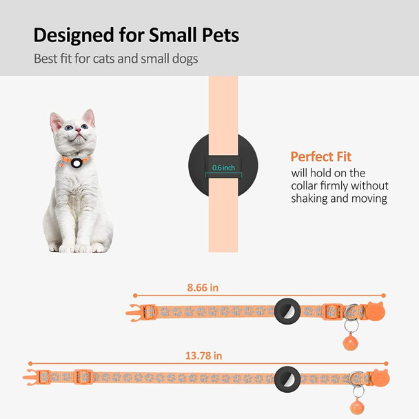 Pet Cat Reflective Collar with Bell for Airtag Tracker(Orange)