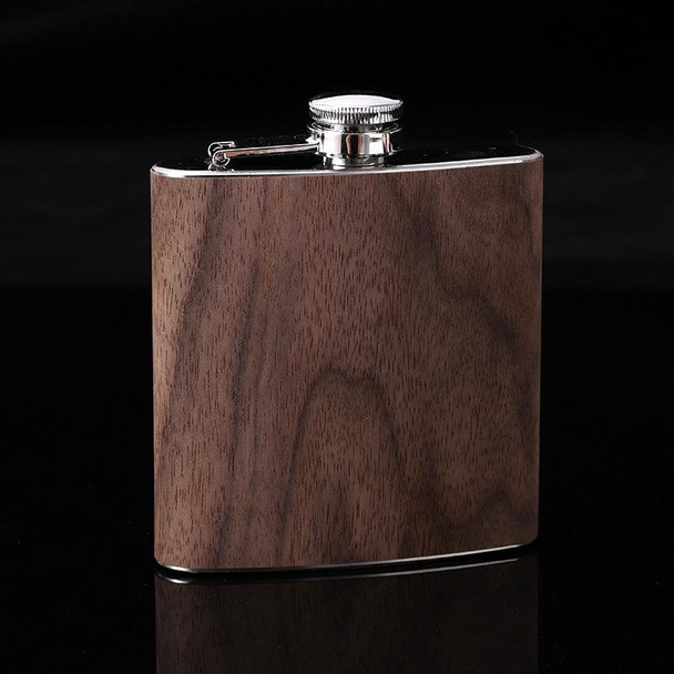 6oz Wood Leatherette Hip Flask Stainless Steel Whiskey Wine Alcohol Flagon(Style 3)