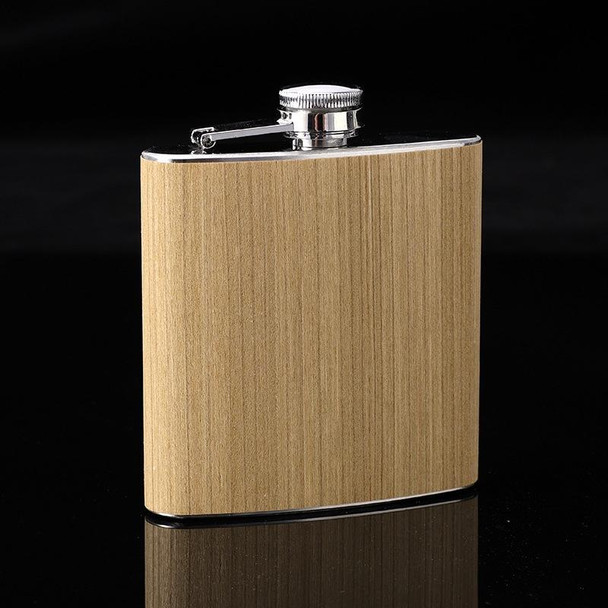 6oz Wood Leatherette Hip Flask Stainless Steel Whiskey Wine Alcohol Flagon(Style 2)