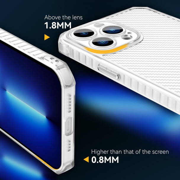 Carbon Fiber Texture Shockproof Phone Case - iPhone 12 Pro(Transparent White)