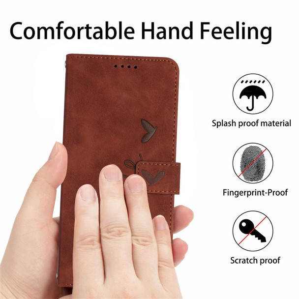 Xiaomi Redmi Note 10 Pro Skin Feel Heart Pattern Leather Phone Case with Lanyard(Brown)