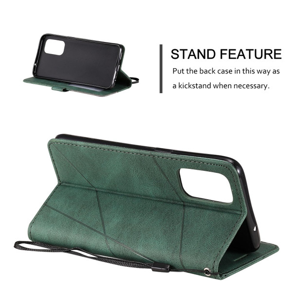 OPPO Reno5 5G Skin Feel Splicing Horizontal Flip Leather Case with Holder & Card Slots & Wallet & Photo Frame(Green)