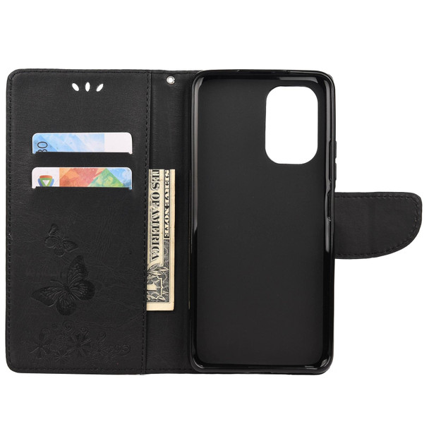 Xiaomi Poco F3 Butterflies Embossing Horizontal Flip Leather Case with Holder & Card Slots & Wallet(Black)