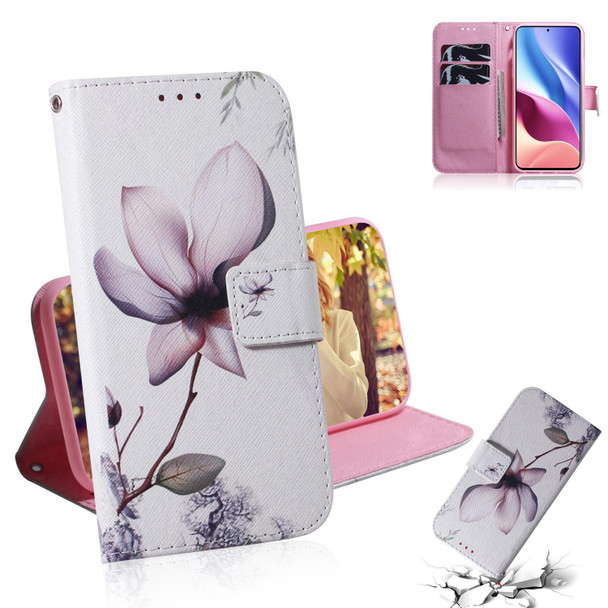 Xiaomi Redmi K40 / K40 Pro / Poco F3 Coloured Drawing Horizontal Flip Leather Case, with Holder & Card Slots & Wallet(Magnolia Flower)