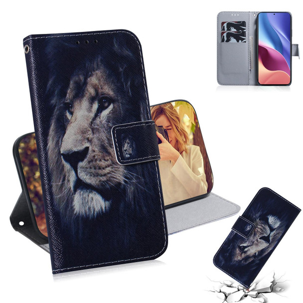 Xiaomi Redmi K40 / K40 Pro / Poco F3 Coloured Drawing Horizontal Flip Leather Case, with Holder & Card Slots & Wallet(Lion)