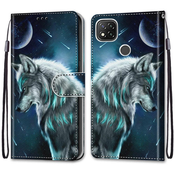 Xiaomi Redmi 9C Coloured Drawing Cross Texture Horizontal Flip PU Leather Case with Holder & Card Slots & Wallet & Lanyard(Pensive Wolf)